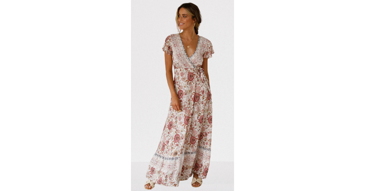 Robe à fleurs rose bohème Robes fleuries Robes longues fleuries